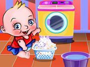 Cute Baby Washing Clothes
