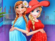 Elsa and Anna Pregnant Shopping